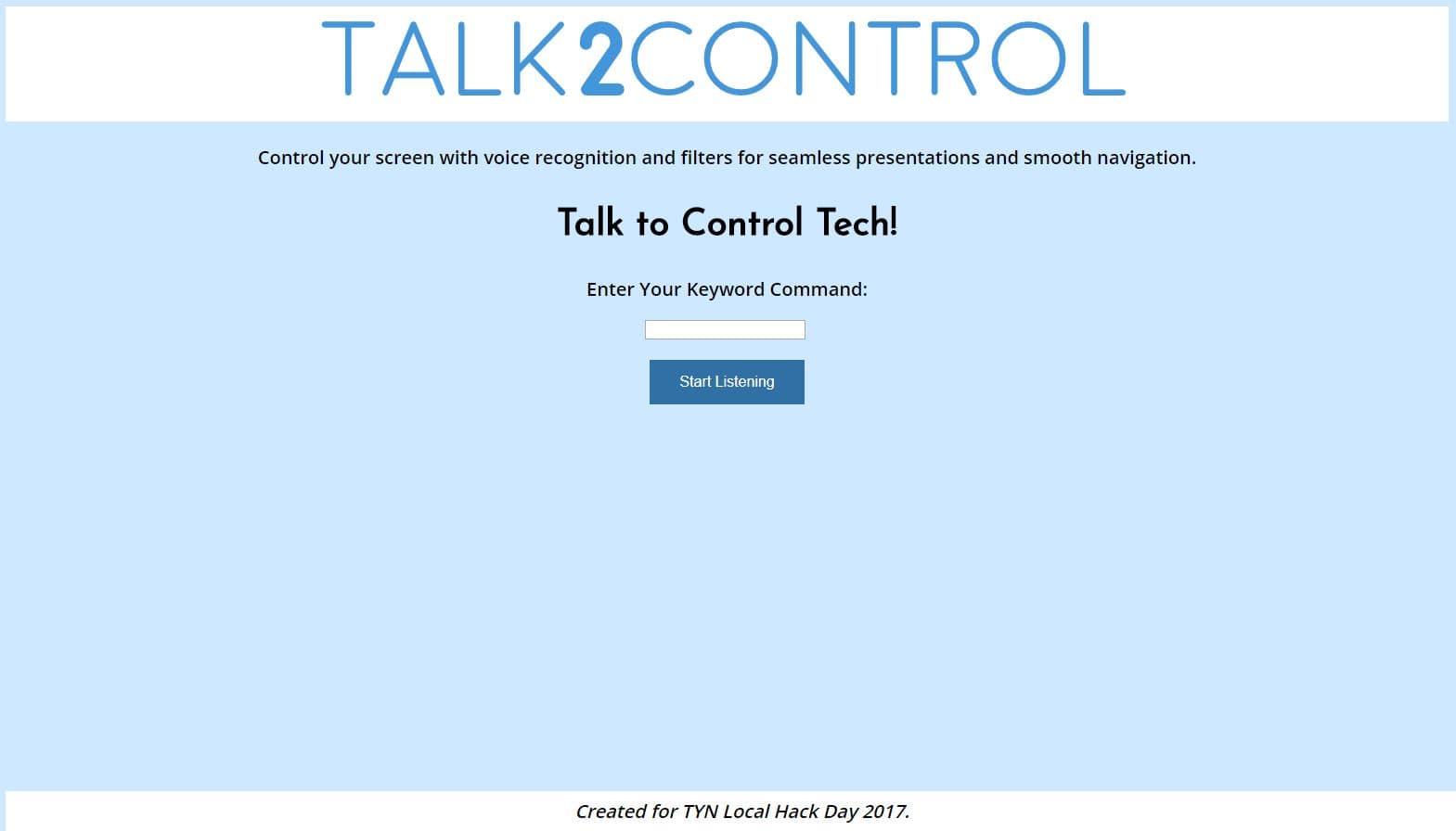 Talk 2 Control